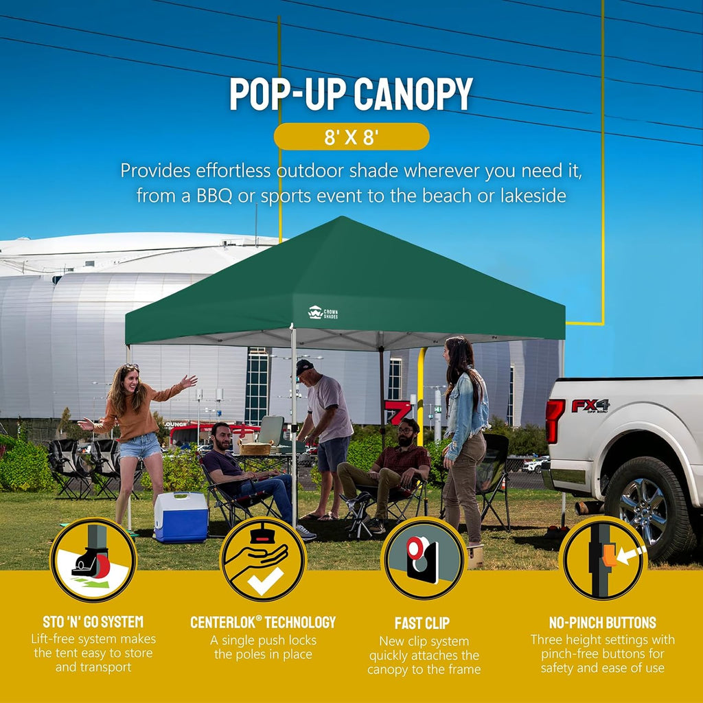 10x10 Pop-Up Awning - One-Click Installation Beach Tent - Outdoor Sunshade Silver Coated Top, 3 Heights and 4 Sand Pockets wourant