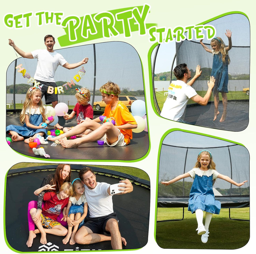 Gigu 10FT 12FT 14FT Recreational Trampolines with Enclosure Net and Ladder and Anti-Rust Coating, ASTM Approved Trampoline Outdoor for Kids and Adults Outdoor Yard Trampolines wourant