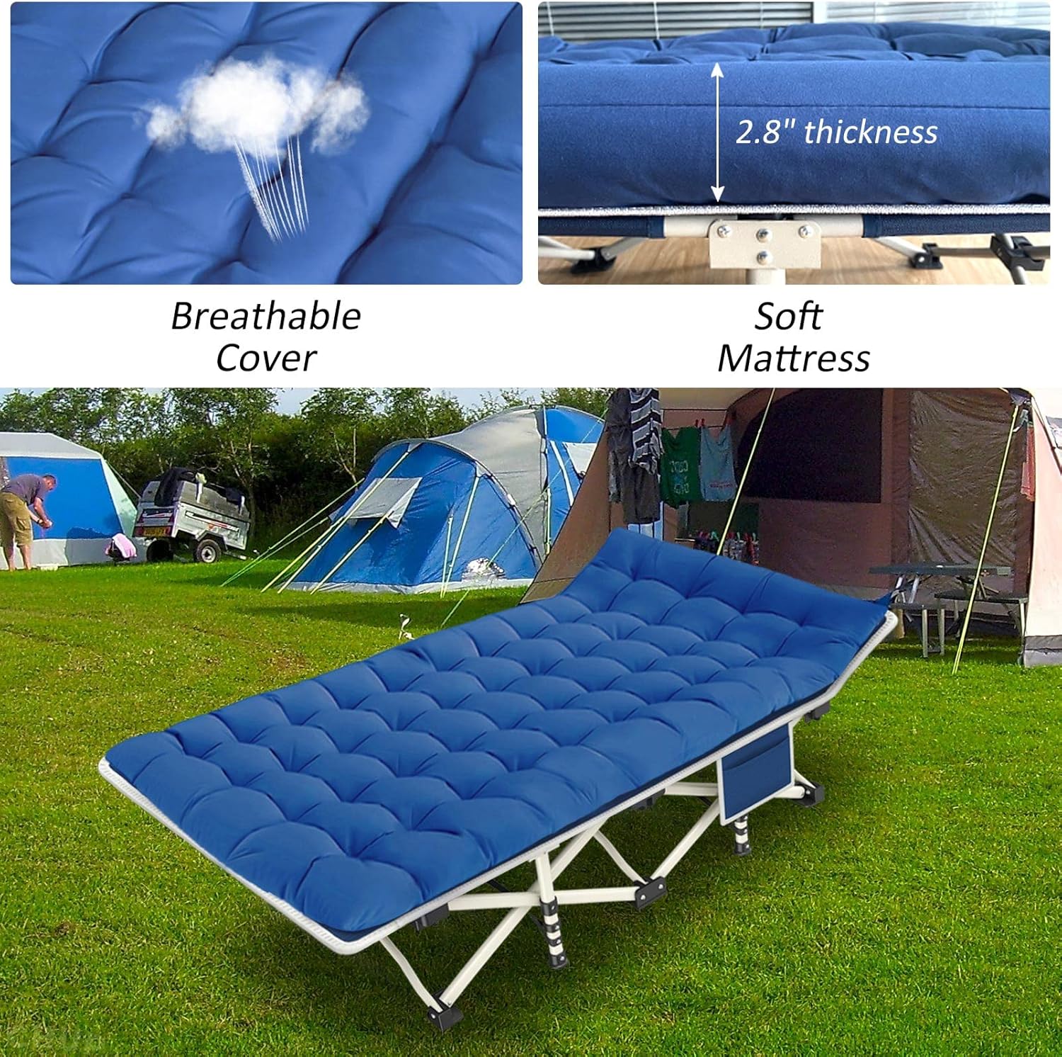 2-pack camping cots with mattresses, comfortable sleeping beds, adult camping cots, 2-person folding beds, heavy-duty sleeping beds wourant
