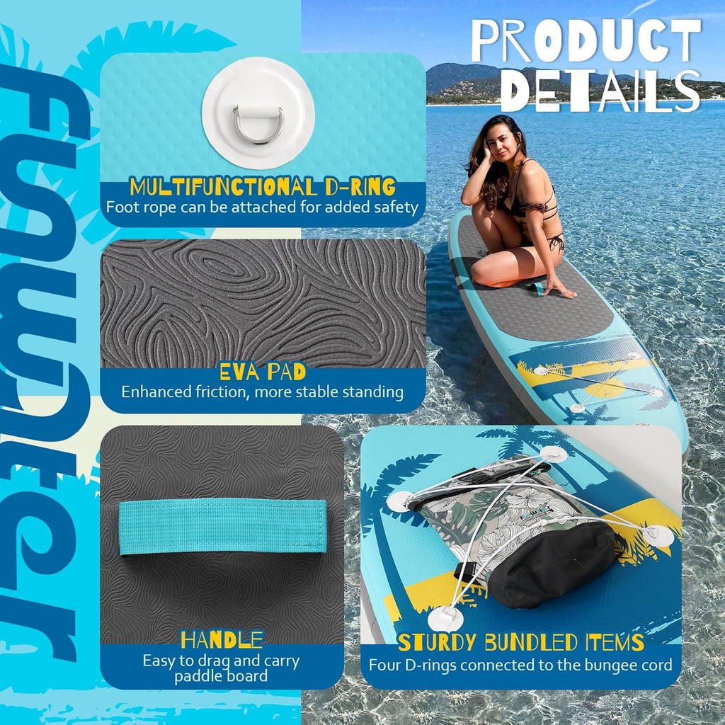 FunWater Inflatable Stand Up Paddle Board with Premium SUP Paddle Accessories, Non-Slip EVA Deck, 11'/10'6' Paddle wourant