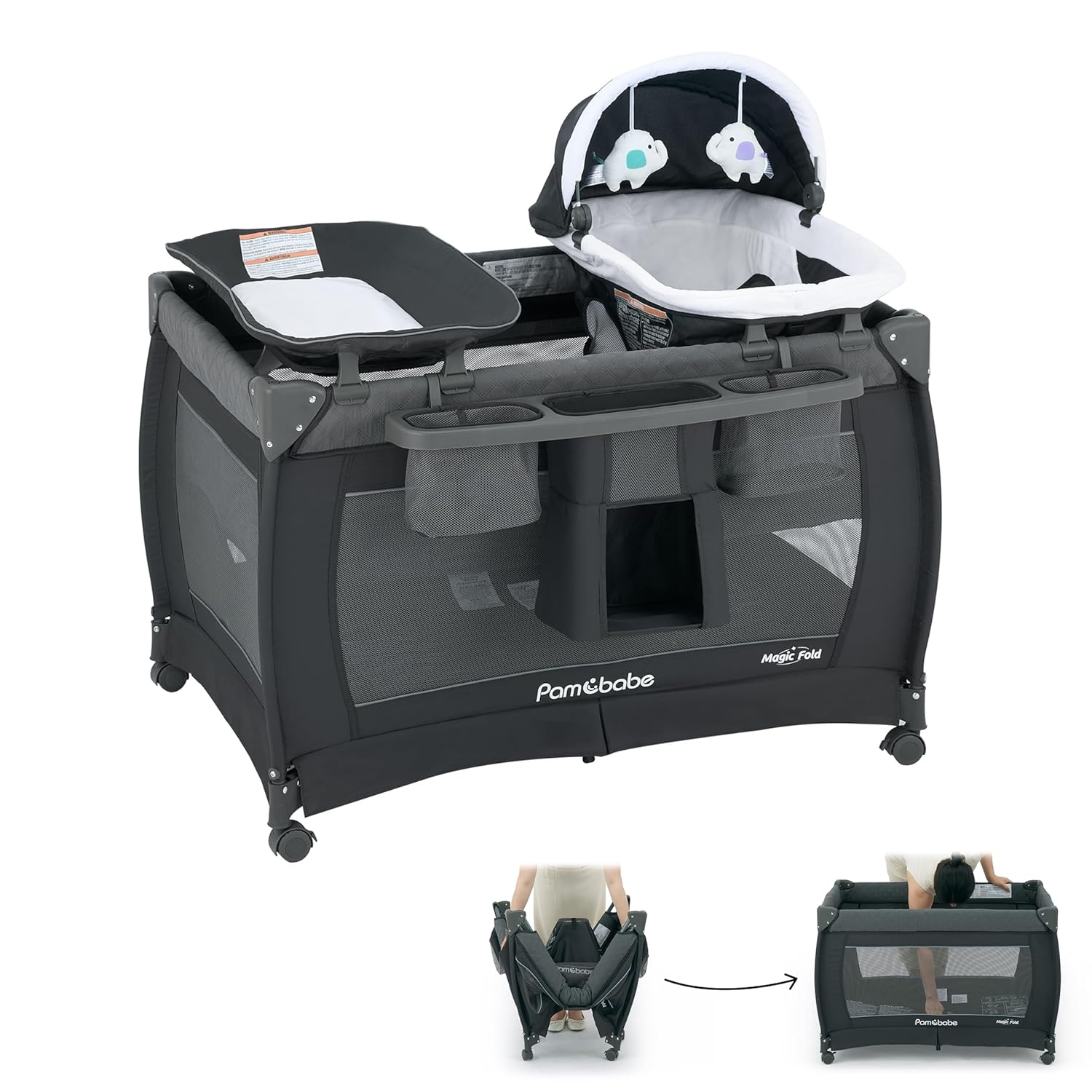 Pamo Babe Baby Playpen - Heavy-duty steel frame provides a safe sleeping space and portable crib wourant