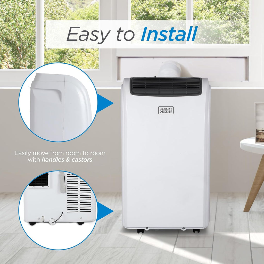 BLACK+DECKER Smart Portable Air Conditioner with Heat, 12,000 BTU Cooling, 9,000 BTU Heating for Rooms up to 550 Sq. Ft., Follow Me Remote, BPACT12HWT, White woonhhop