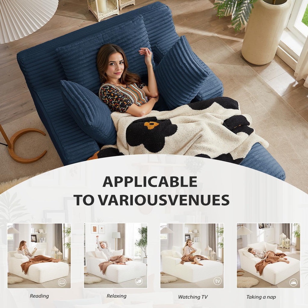50-inch indoor recliner, oversized corduroy upholstered boneless sofa bed, deep sleeper sofa reading chair, cloud sofa, living room sofa wourant