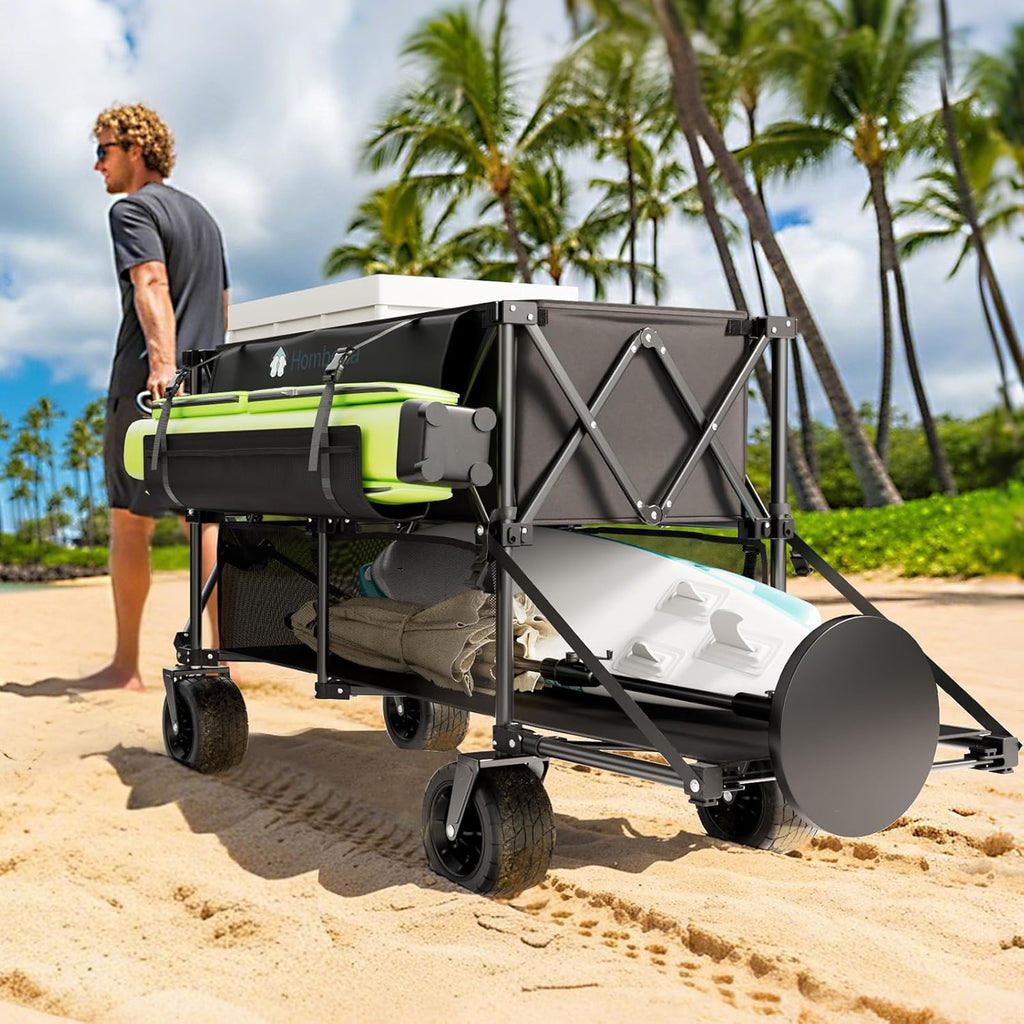 48" Extra Large Folding Travel Cart, 560 lb Capacity, 350 L Heavy Duty Utility Cart with Brakes and All-Terrain Wheels wourant