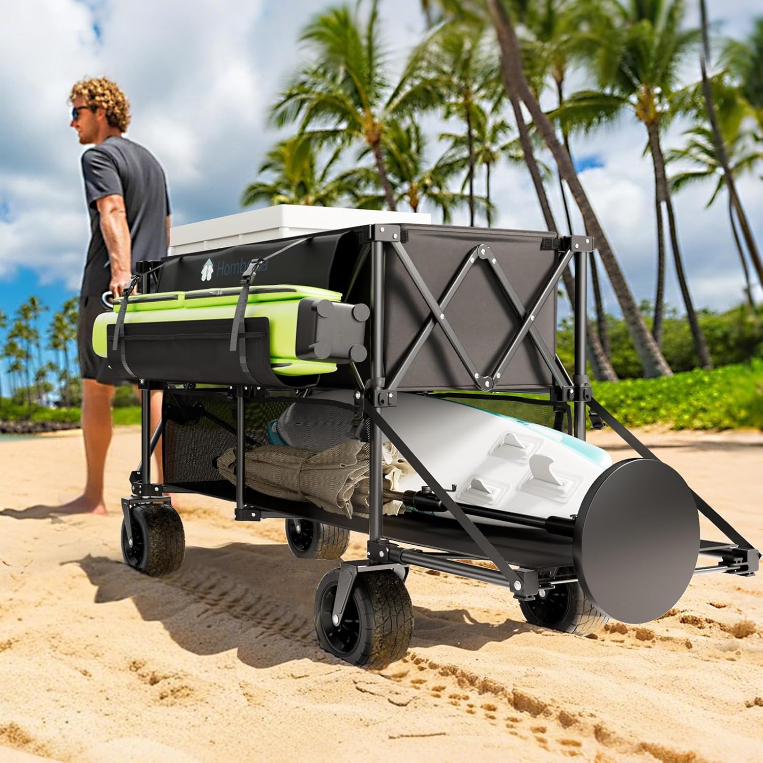 48" Extra Large Folding Travel Cart, 560 lb Capacity, 350 L Heavy Duty Utility Cart with Brakes and All-Terrain Wheels wourant