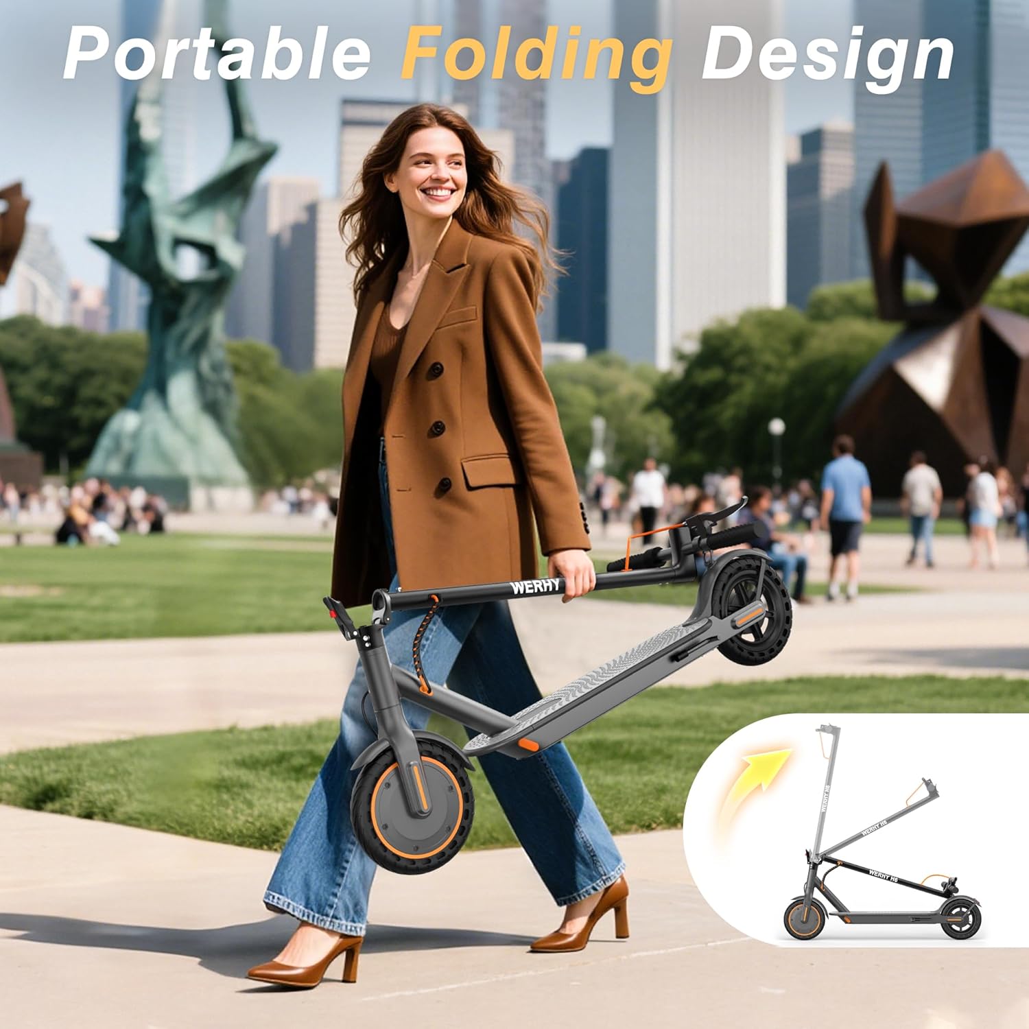 Electric Scooter, 350W/500W Motor, Top Speed 19/22 mph, Max 16/23/28Miles Ranges, Foldable E Scooter for Adults wourant