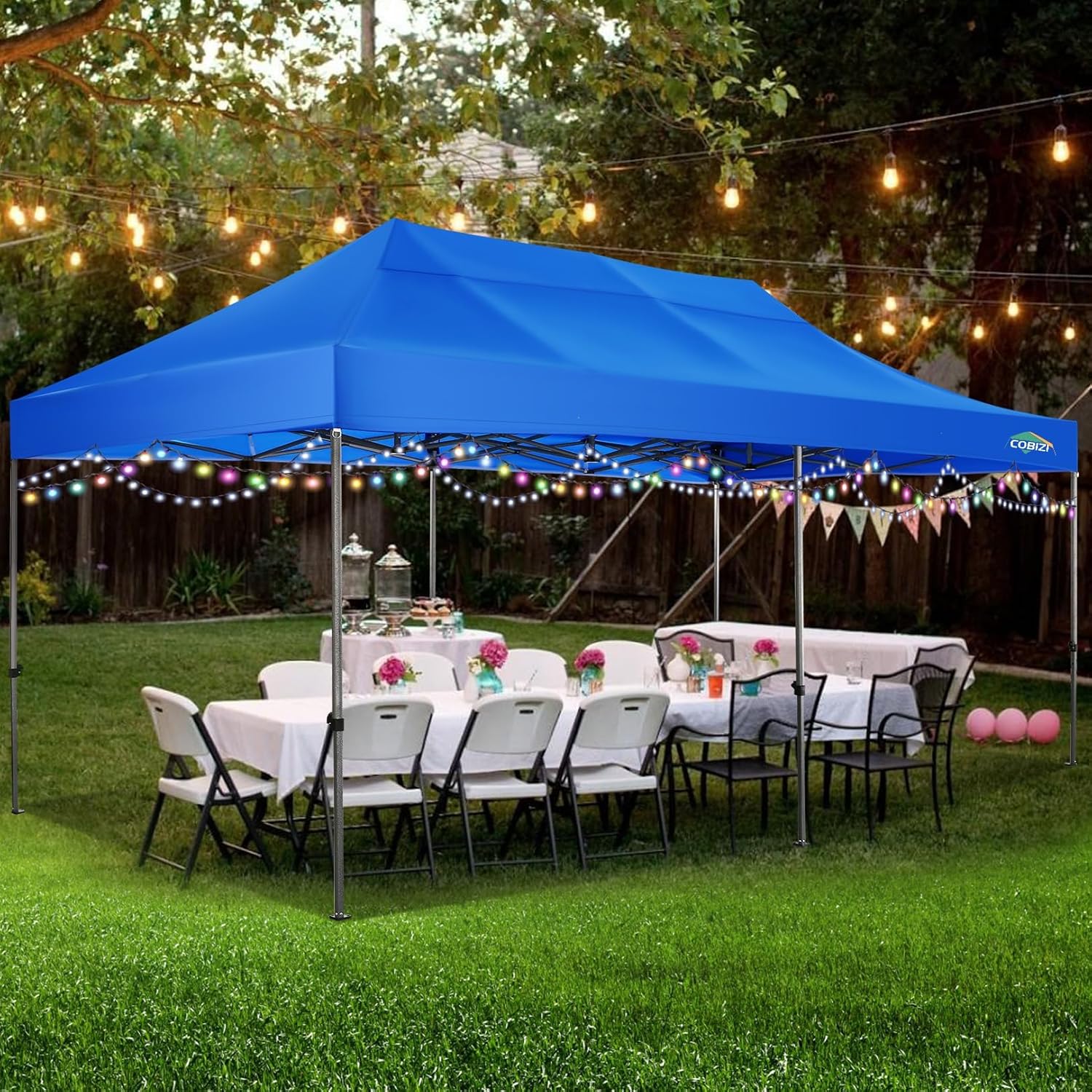COBIZI 10x20 Heavy Duty Pop up Canopy Tent with 6 sidewalls Easy Up Commercial Outdoor Canopy Wedding Party Tents for Parties All Season Wind & Waterproof Gazebo with Roller Bag,Black(Frame Thickened) wourant