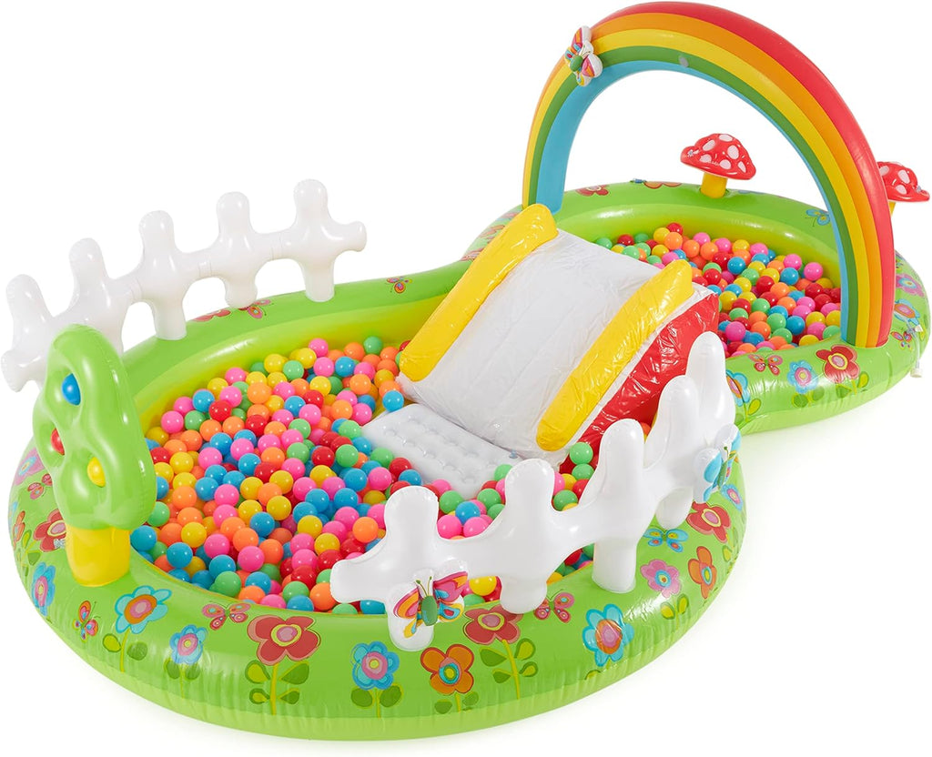 Intex 96" x 78" x 28" Inflatable Jungle Adventure Play Center Spray Kiddie Pool - Backyard Kids Water Slide, Outdoor Blow-Up Splash Pad for Toddlers wourant