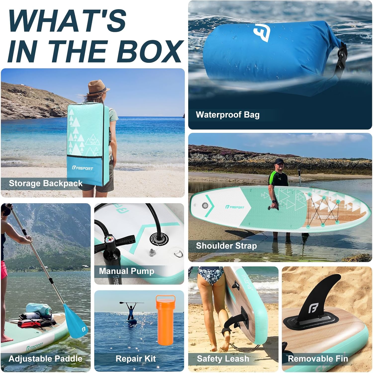 FBSPORT 11' Premium Stand Up Paddle Board, Yoga Board with Durable SUP Accessories & Carry Bag | Wide Stance, Surf Control, Non-Slip Deck, Leash, Paddle and Pump for Youth & Adult wourant