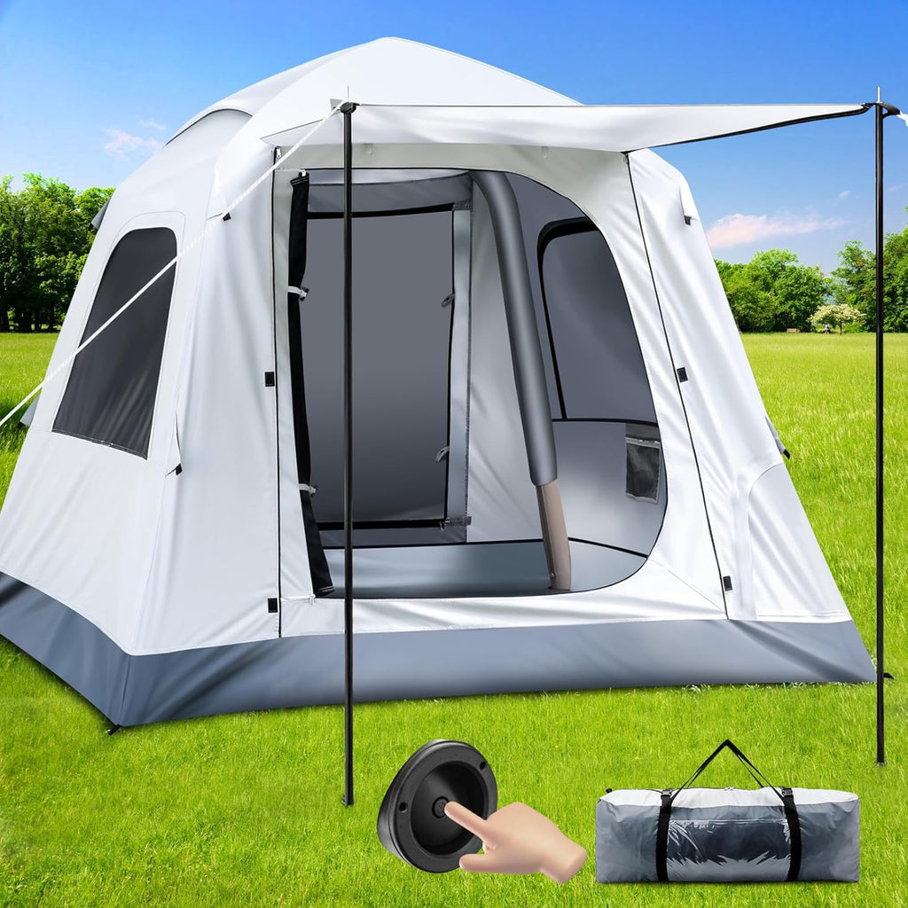 Automatic Inflatable Camping Tent，Easy Set up 3-4 Person Glamping Outdoor Air Blow Up Tents, Quick Setup Air Tent with a Built-in air Pump,Waterproof Inflatable House Tent for Adults wourant
