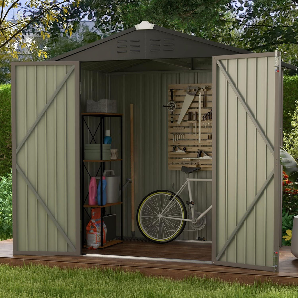 Patiowell 5x3 FT Outdoor Storage Shed Tool Shed with Sloping Roof and Lockable Door Metal Shed wourant