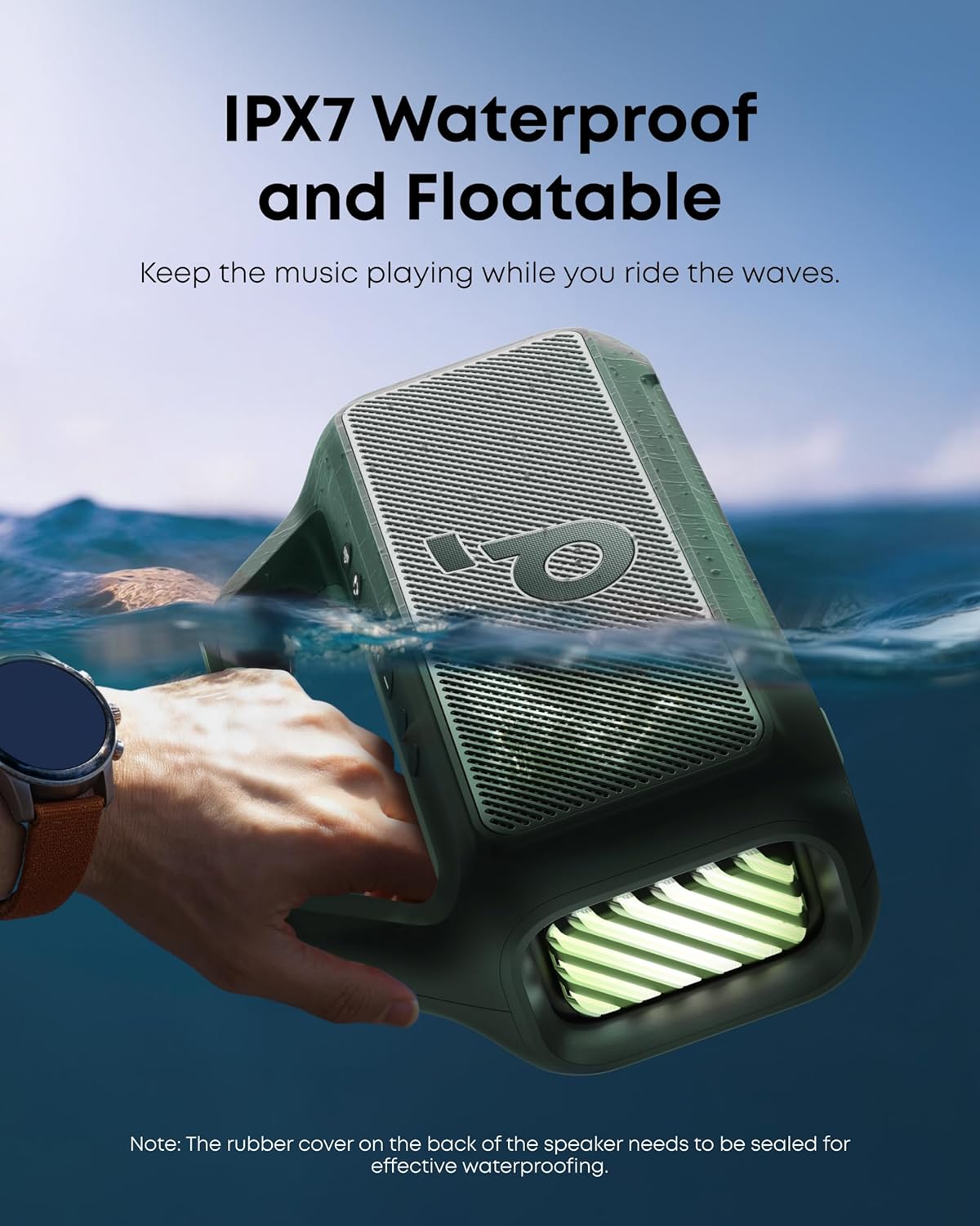 Outdoor Speaker, 80W, Subwoofer, BassUp 2.0, 24H Playtime, IPX7 Waterproof, Floatable, RGB Lights, USB-C, Custom EQ, Bluetooth 5.3, Portable for Camping, Beach, and Backyard wourant