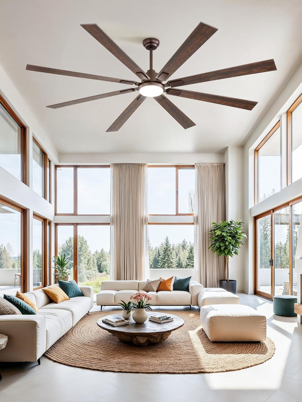 ZMISHIBO 72 inch Large Ceiling Fans with Lights and Remote, Indoor/Outdoor Black Modern Ceiling Fan for Kitchen Living Room Patio, 6 Speed Reversible Quiet DC Motor, 3 CCT, Dual Finish 8 Blades wourant
