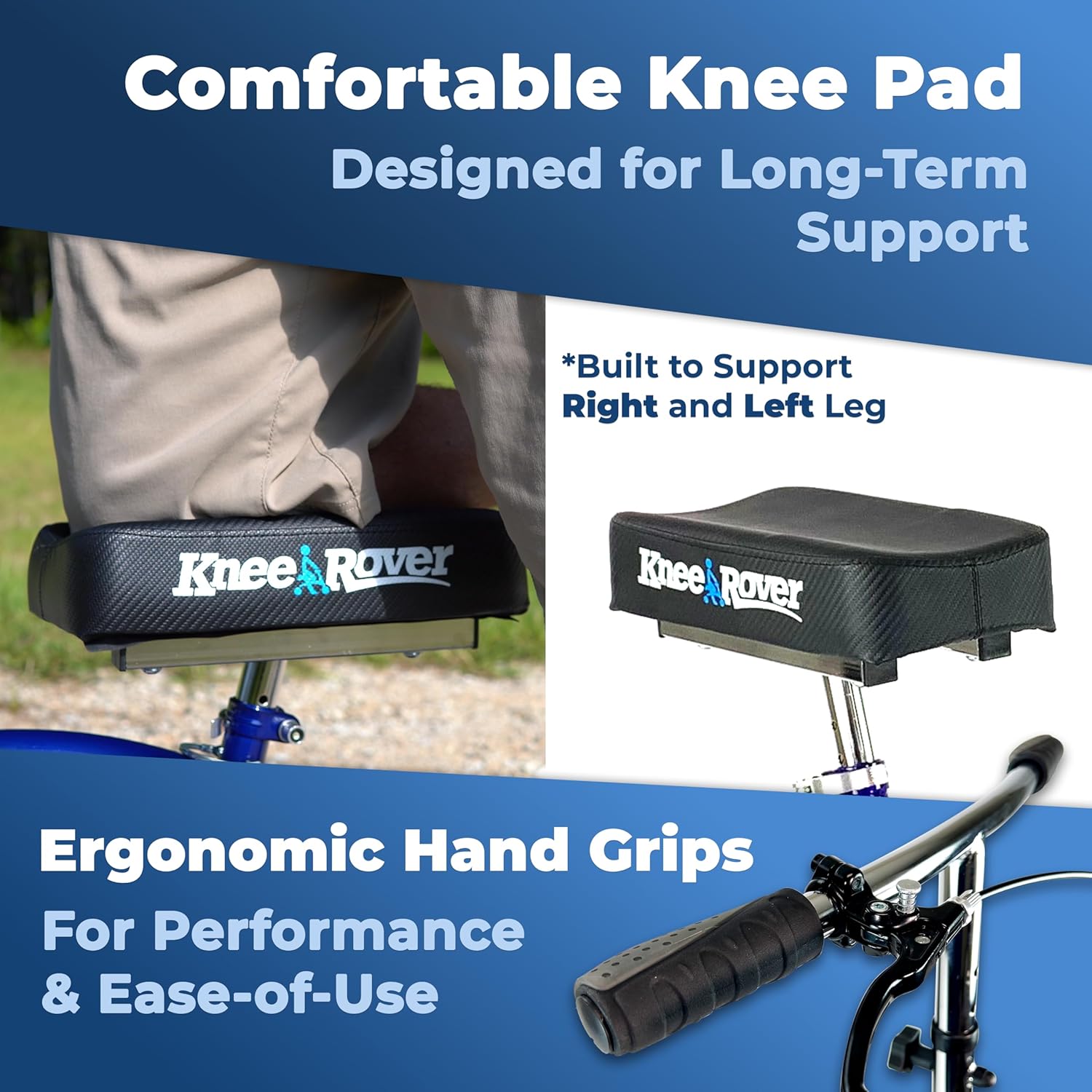 KneeRover Deluxe KneeCycle Steerable Knee Walker Foldable Mobility Aid & Knee Scooter for Adults