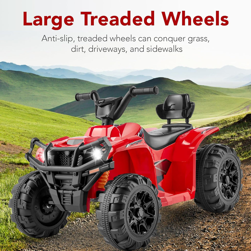 Best Choice Products 12V Kids Ride-On Electric ATV, 4-Wheeler Quad Car Toy w/Bluetooth Audio, 2.4mph Max Speed, Treaded Tires, LED Headlights, Radio wourant