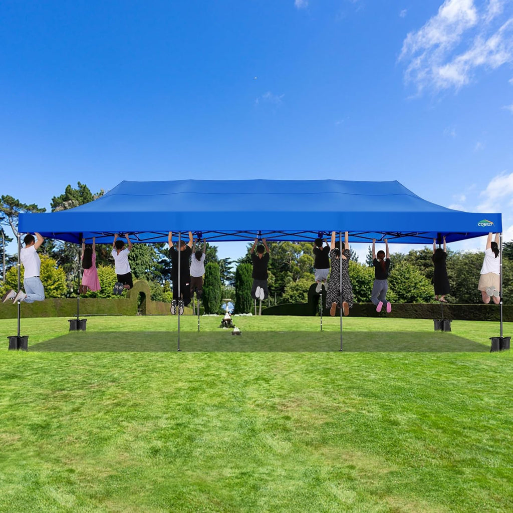 COBIZI 10x20 Heavy Duty Pop up Canopy Tent with 6 sidewalls Easy Up Commercial Outdoor Canopy Wedding Party Tents for Parties All Season Wind & Waterproof Gazebo with Roller Bag,Black(Frame Thickened) wourant