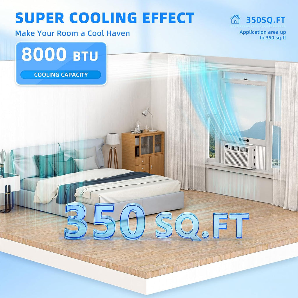 Antarctic Star 12,000 BTU U-Shaped Window Air Conditioner Unit Cools up to 550 Sq.Ft. with 6 Modes 24H Timer, Ultra Quiet Window AC Units wourant