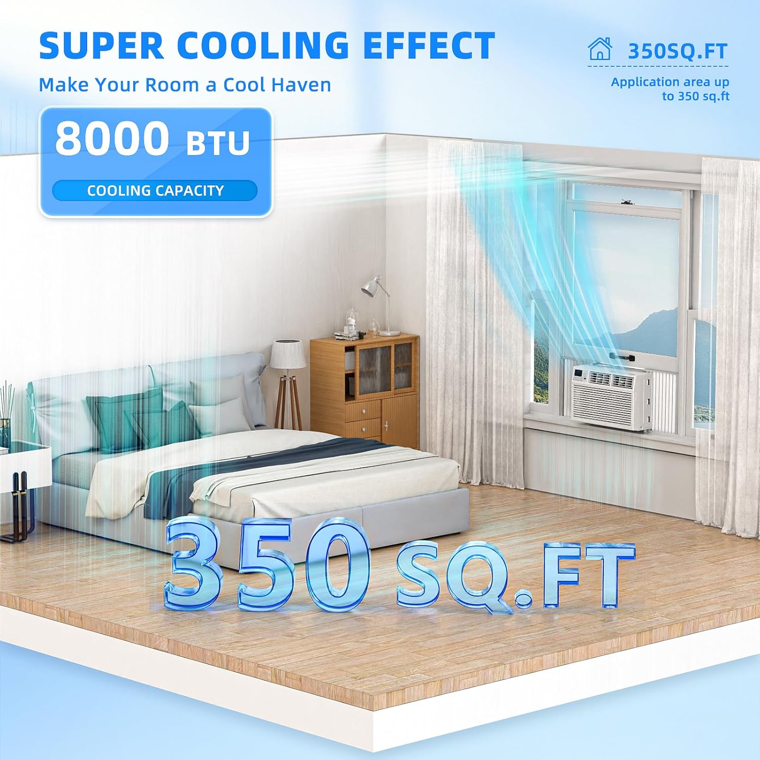 Antarctic Star 12,000 BTU U-Shaped Window Air Conditioner Unit Cools up to 550 Sq.Ft. with 6 Modes 24H Timer, Ultra Quiet Window AC Units wourant