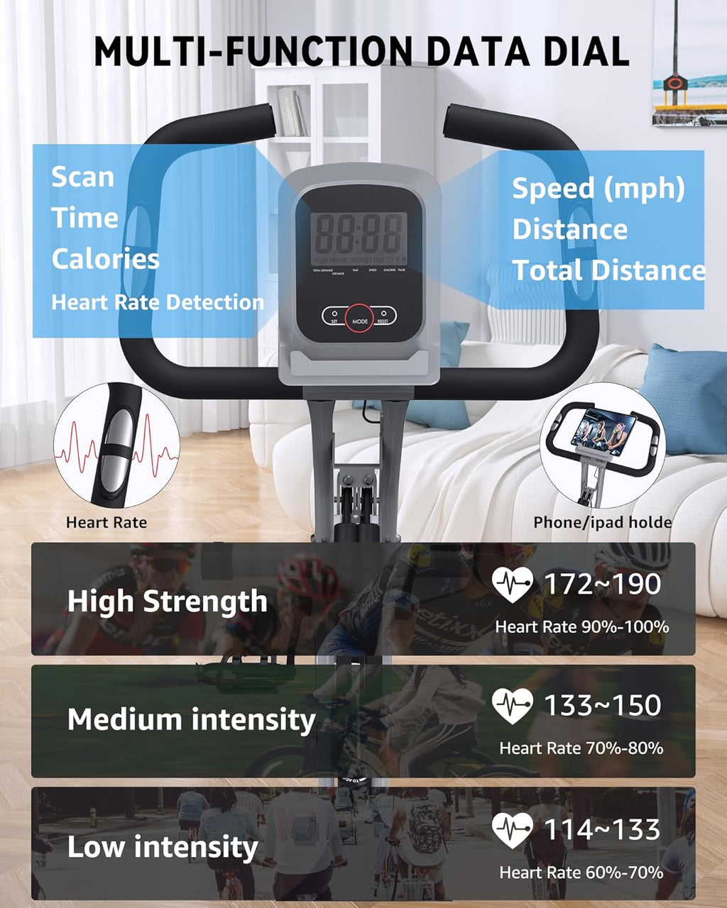Foldable Exercise Bike Stationary Bikes for Home, 5 IN 1 Indoor Workout Bike, Cycling Bike with 16-Level Quiet Magnetic Resistance, 6.6 LBS Flywheel and 300LBS Capacity, 2025 Designed 817 X-bike wourant