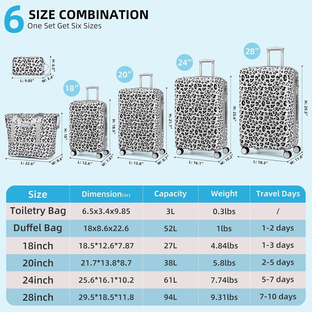 6-piece luggage set, expandable hardshell suitcase set with spinner wheels, lightweight rolling luggage set wourant