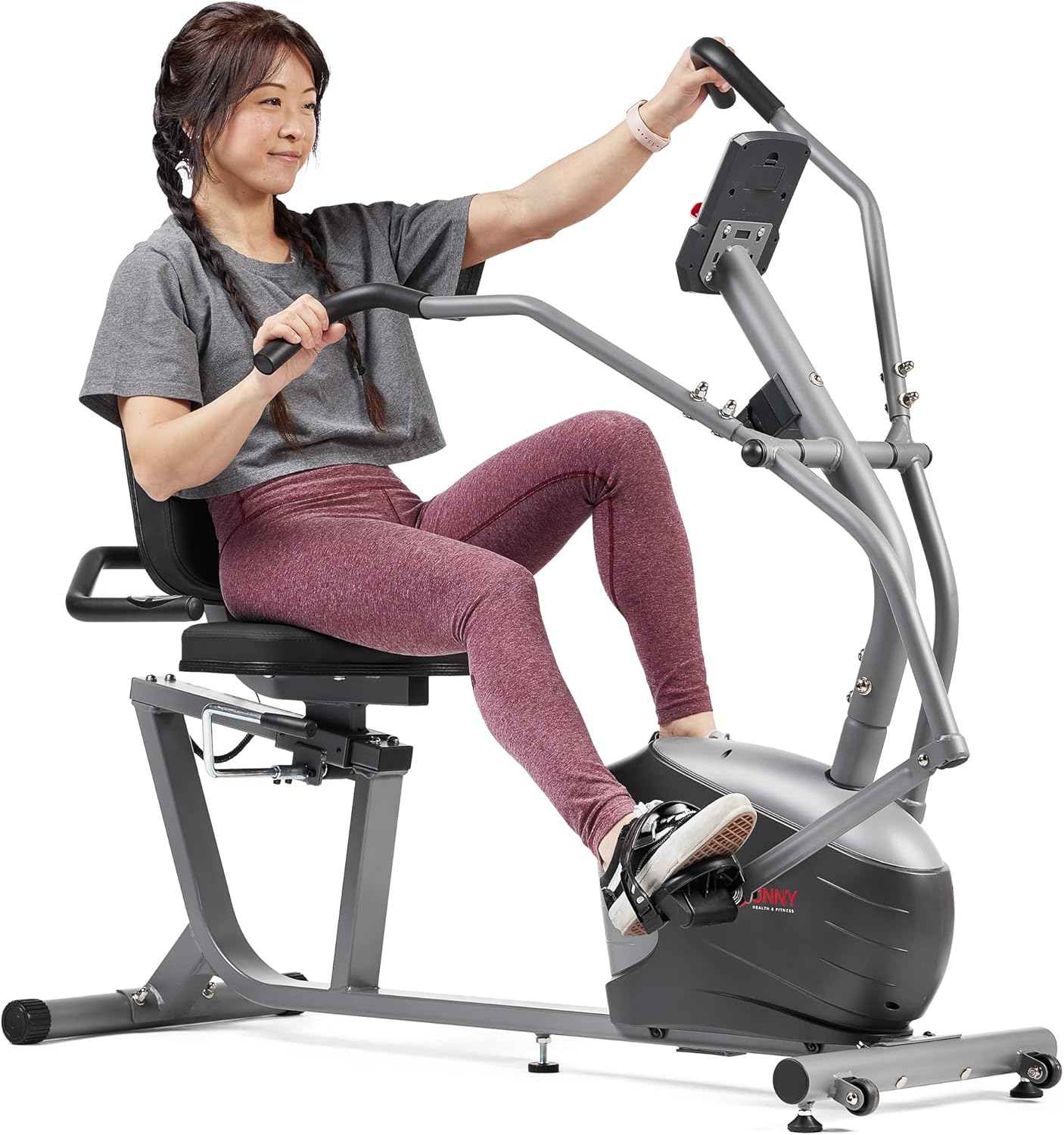 Sunny Health & Fitness Smart Recumbent Bike, Full-Body Home Training with Arm/Leg Exercisers wourant