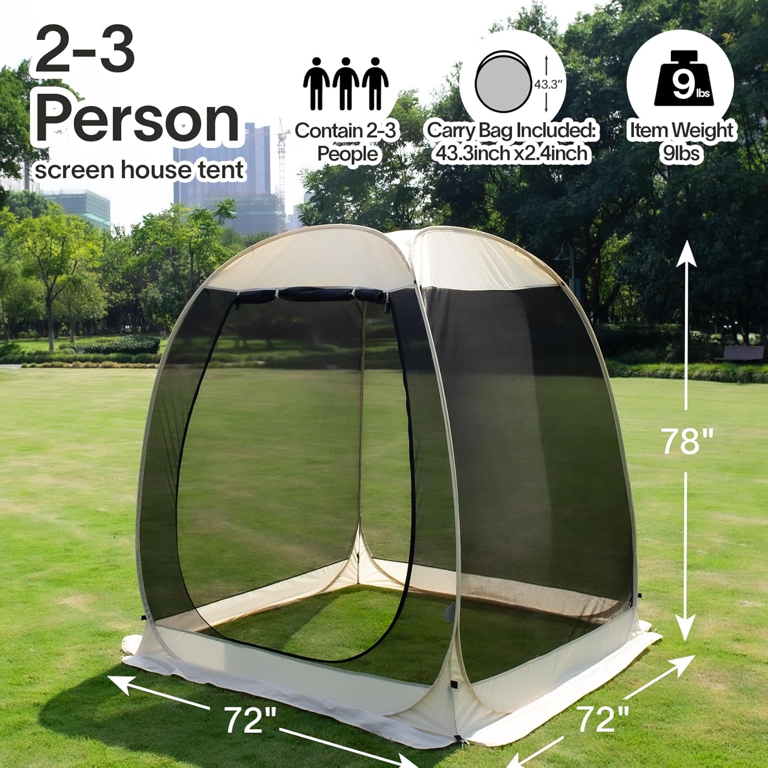 Screen gazebo, sleeps 6-10-15 people Igloo-style canopy tent with mosquito net on the sides Perfect for garden, patio, backyard wourant