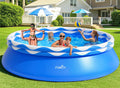 Upgraded Double Rings Inflatable Above Ground Pool Easy Set,Inflatable Swimming Pool for Adults,Inflatable Top Rings Above Ground Swimming Pool,Water Ripple Print,500 Gal Capacity (8ftx26in) wourant