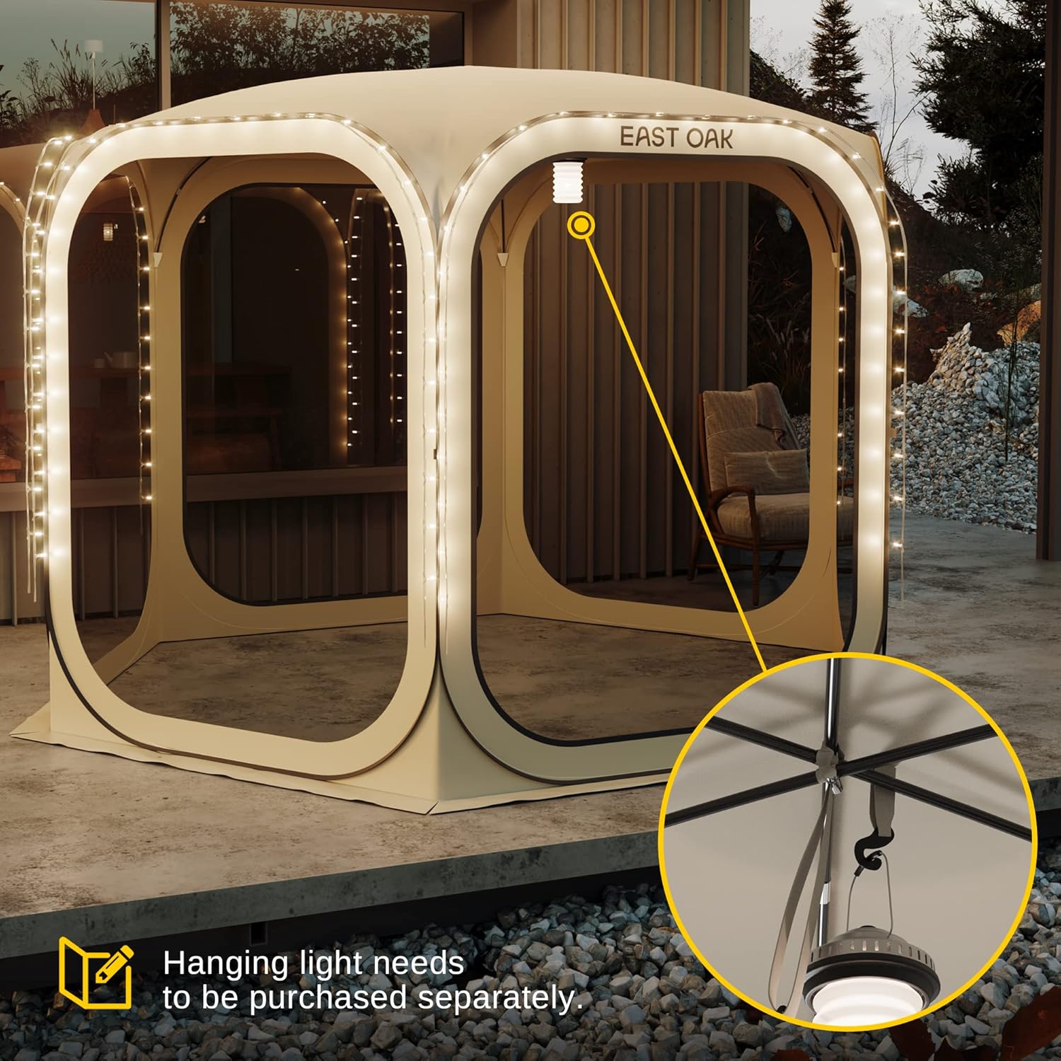 EAST OAK Screen House Tent Pop-Up, Portable Screen Room Canopy Instant Screen Tent 10 x 10 FT with Carry Bag for Patio, Backyard, Deck & Outdoor Activities, Beige wourant