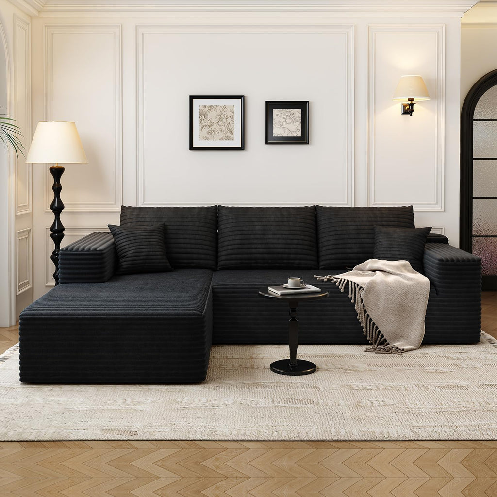 107.5 inch Cloud Modular Sectional Sofa with L-Shaped Chaise Lounge, Modern Minimalist Upholstered Sofa Deep Seating Corner Sofa wourant