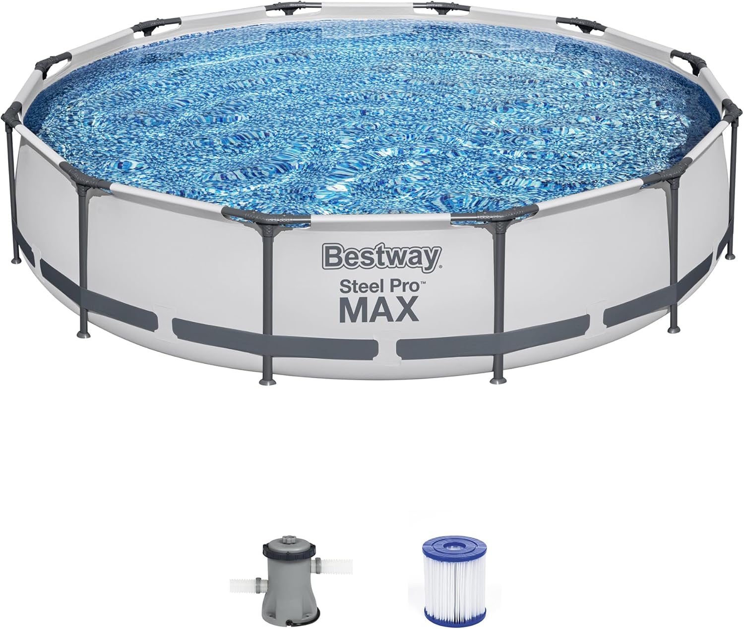 Steel Pro MAX 10 Foot x 30 Inch Round Metal Frame Above Ground Outdoor Backyard Swimming Pool Set with 330 GPH Filter Pump wourant