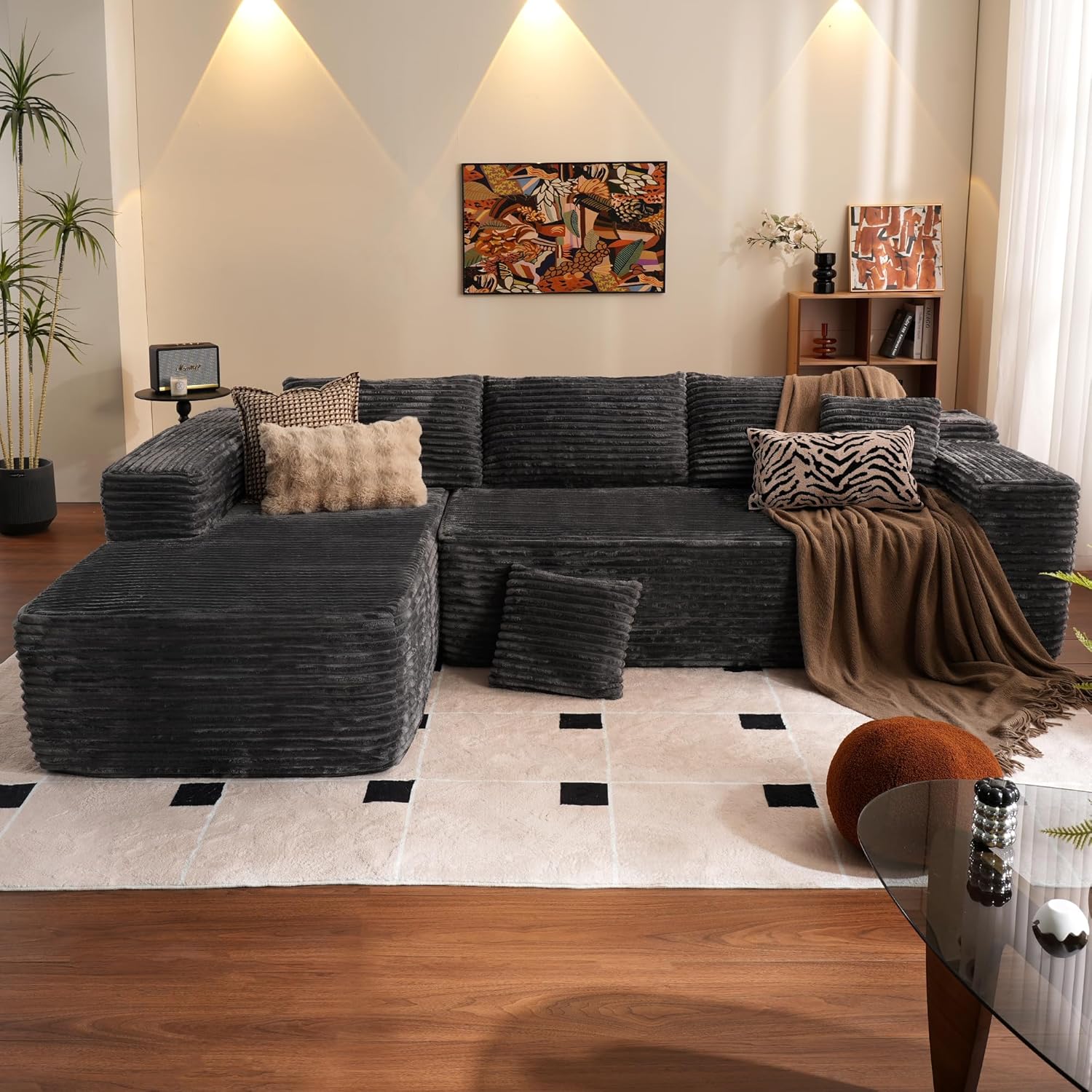Ovios 104" Cloud Section Sofa L-shaped lounge chair, modern modular sofa wourant