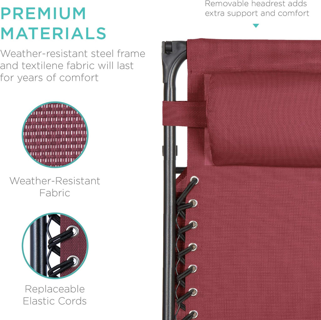 Best Choice Products Folding Zero Gravity Outdoor Recliner Patio Lounge Chair w/Adjustable Canopy Shade, Headrest, Side Accessory Tray, Textilene Mesh - Peacock Blue wourant