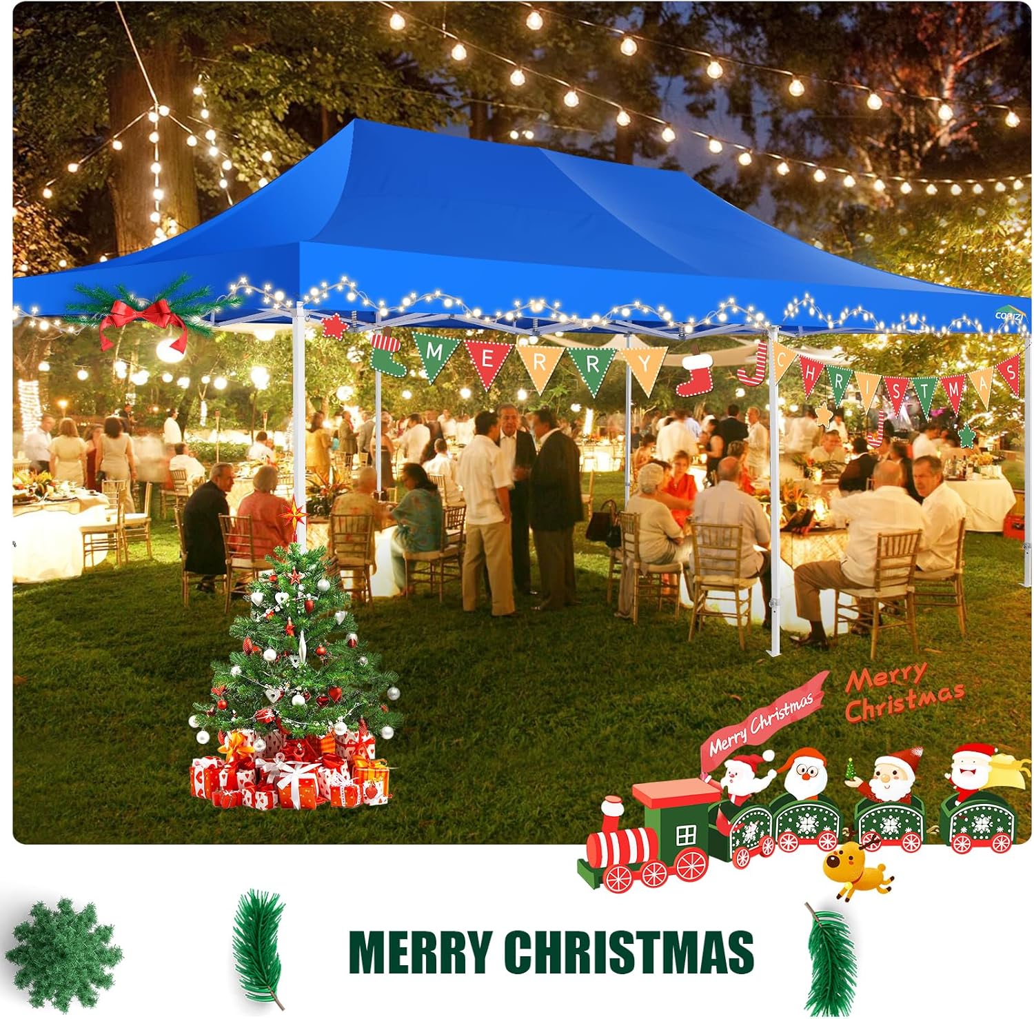 COBIZI 10x20 Heavy Duty Pop up Canopy Tent with 6 sidewalls Easy Up Commercial Outdoor Canopy Wedding Party Tents for Parties All Season Wind & Waterproof Gazebo with Roller Bag,Black(Frame Thickened) wourant