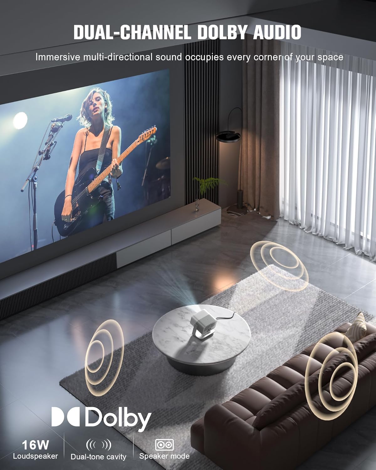 Smart Projector with WiFi and Bluetooth, VOPLLS Outdoor Projectors with Dolby/Auto Focus wourant