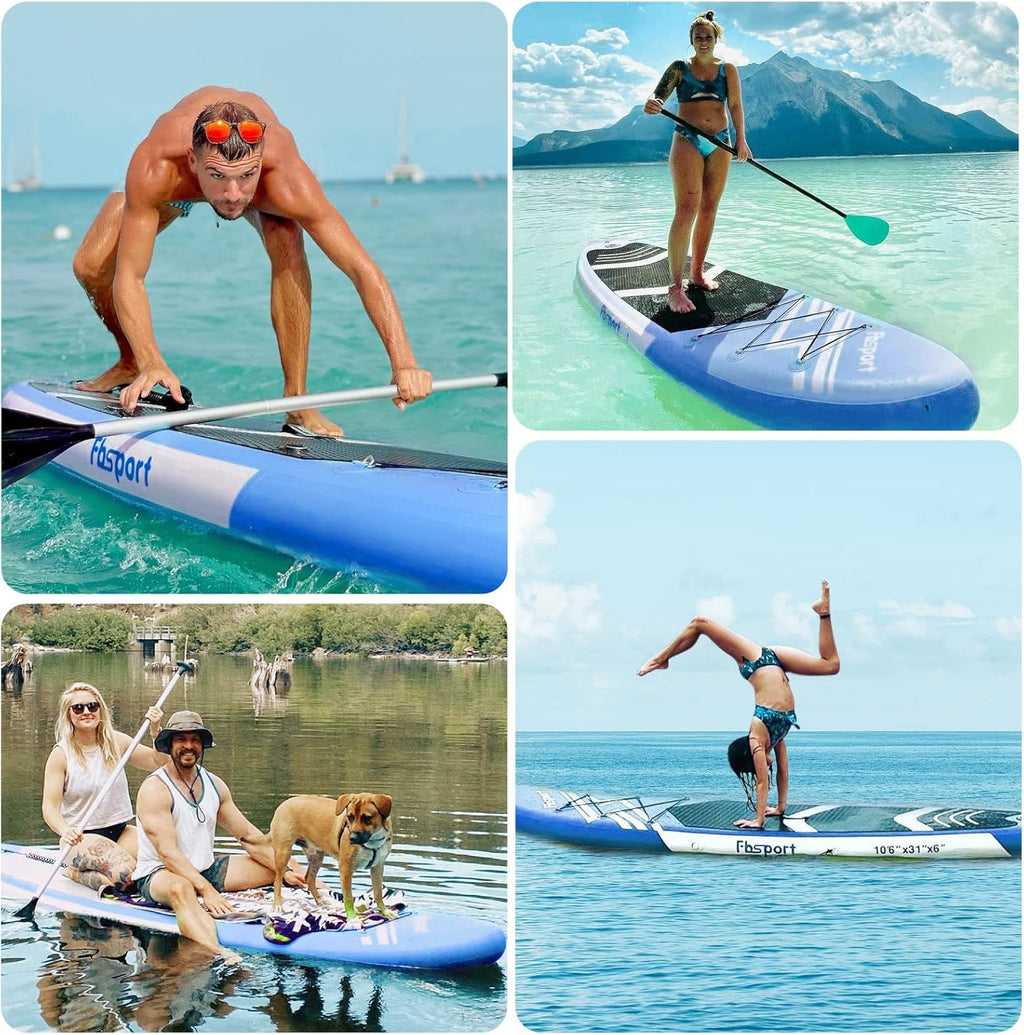 FBSPORT 11' Premium Stand Up Paddle Board, Yoga Board with Durable SUP Accessories & Carry Bag | Wide Stance, Surf Control, Non-Slip Deck, Leash, Paddle and Pump for Youth & Adult wourant