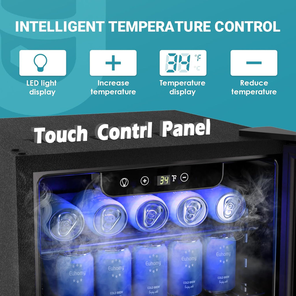 EUHOMY Beverage Refrigerator Cooler, 130 Can Mini Fridge with Glass Door for Soda Beer or Wine, Beverage Cooler for Home, Office, Bar with Adjustable Removable Shelves, Silver wourant