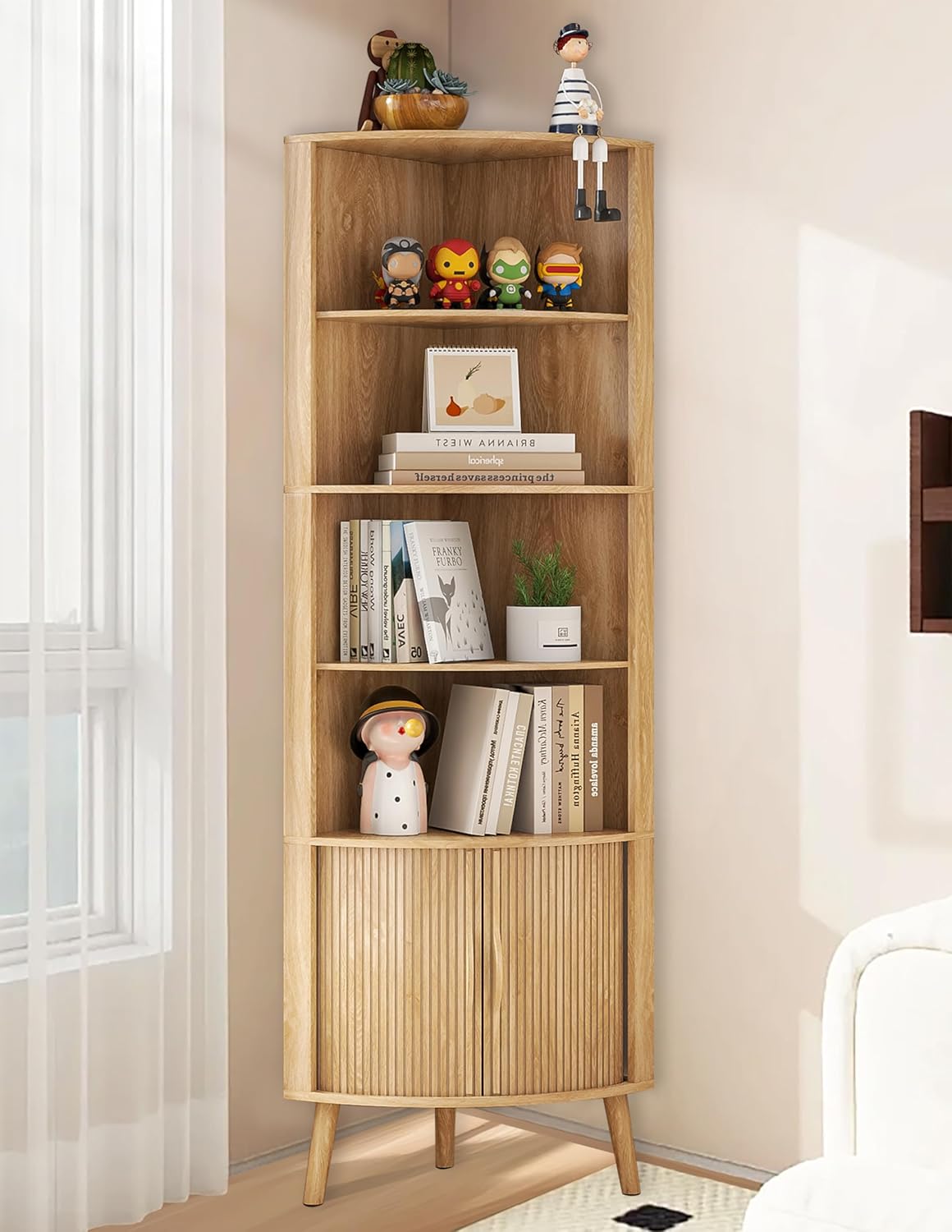 Corner Cabinet, 66.73'' Tall Modern Corner Bathroom Storage Cabinet wourant