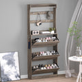 Shoe Cabinet with 3 Flip Drawers, Hidden Wood Shoe Cabinet,Freestanding Shoe Storage Cabinet wourant
