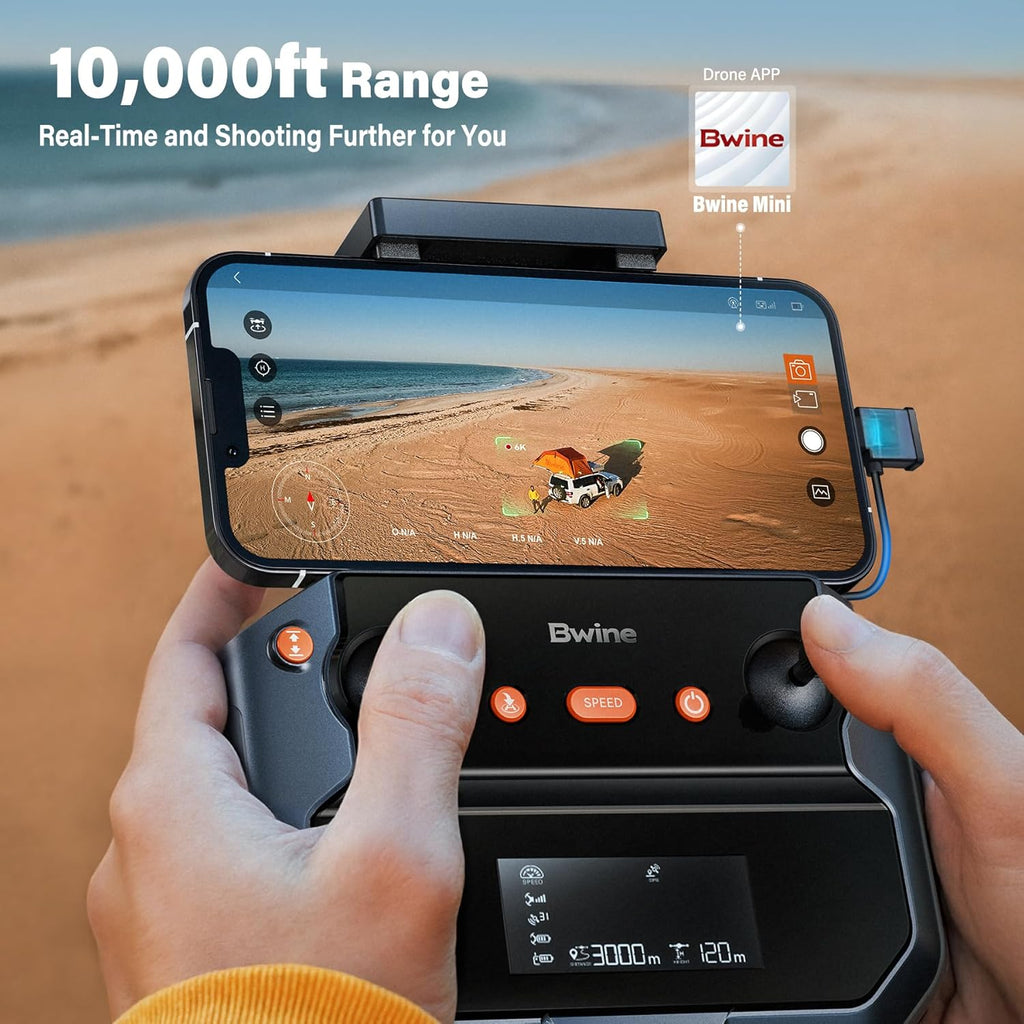Adult-specific camera drone with 4K UHD aerial photography, 3-axis gimbal, 10,000-foot control, 3 batteries for 75 minutes of flight time, and GPS tracking wourant