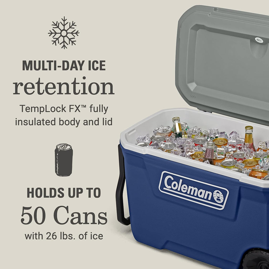 Coleman Insulated Portable Rolling Cooler with Wheels, Leak-Proof Outdoor Hard Cooler, Keeps Ice for Up to 5 Days, 100 Quart wourant