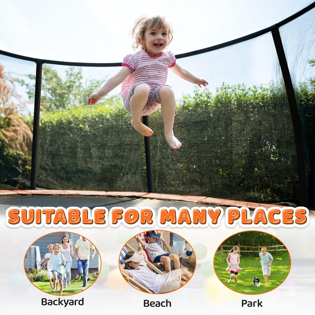 Trampoline 8FT 10FT 12FT 14FT 16FT, Recreational Trampolines with Enclosure Net and Ladder, Outdoor Anti-Rust Trampolines for Kids and Adults, ASTM Approved wourant