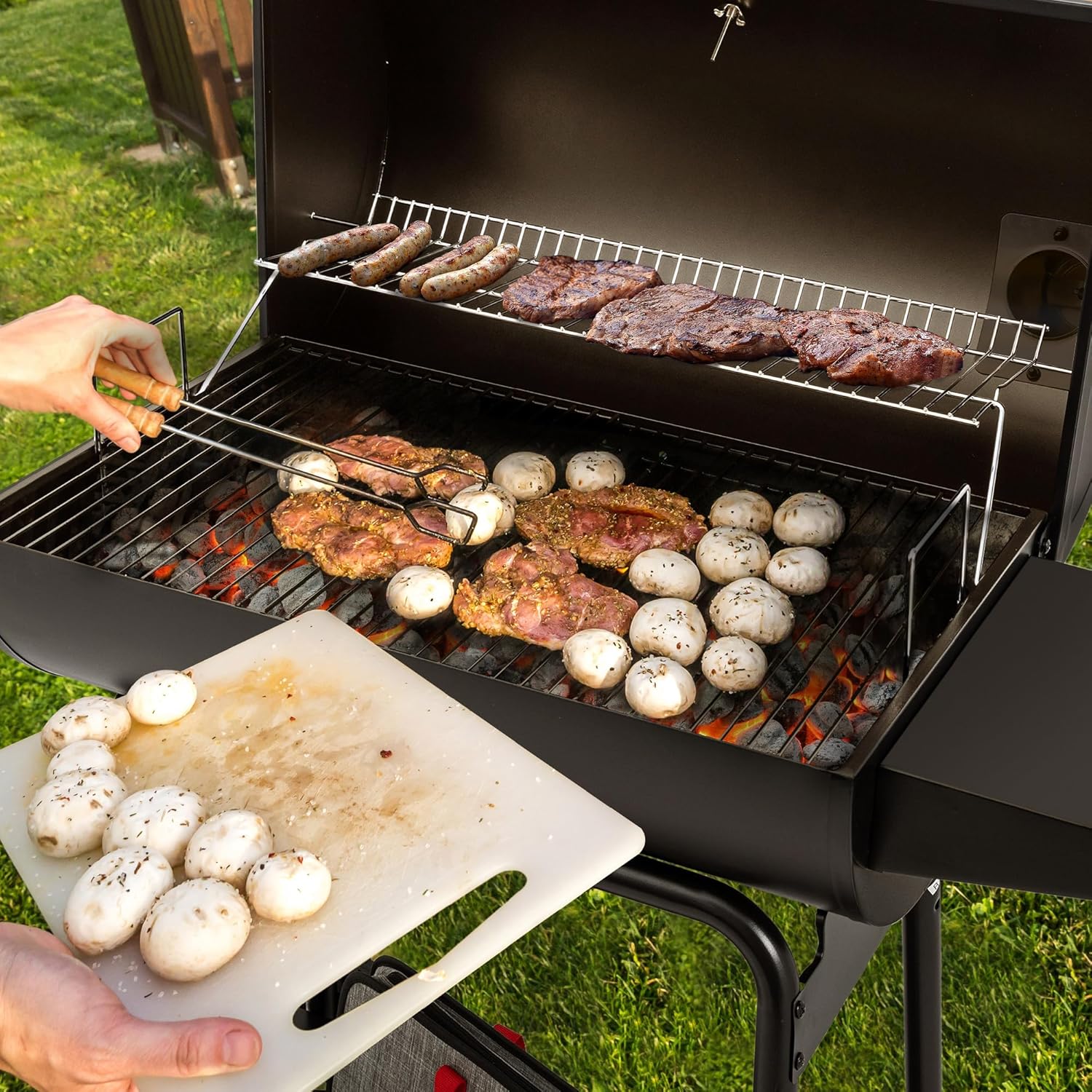 Royal Gourmet CC1830 30" Barrel Charcoal Grill with Heating Rack, Outdoor Grill, 627 Sqm wourant