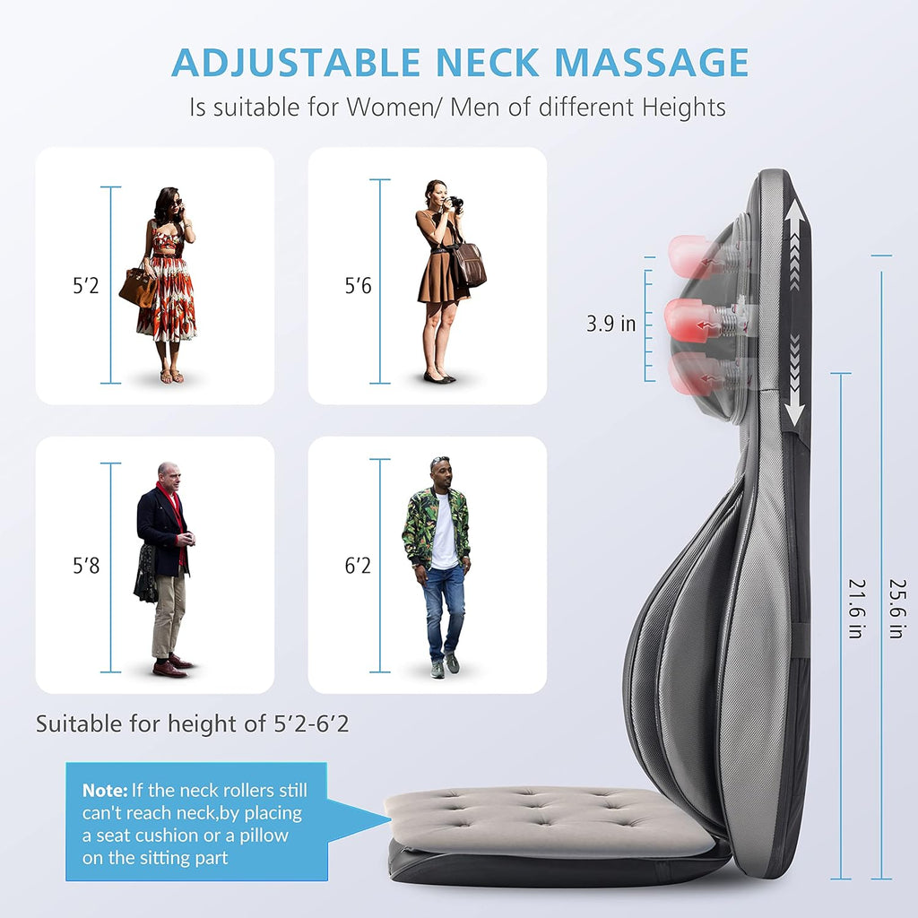 COMFIER Massager Chair with Heat Shiatsu Neck Back Massager Portable with Compress & Rolling Massage Chair Pad for Full Back Neck & Shoulders Full Body Pain wourant