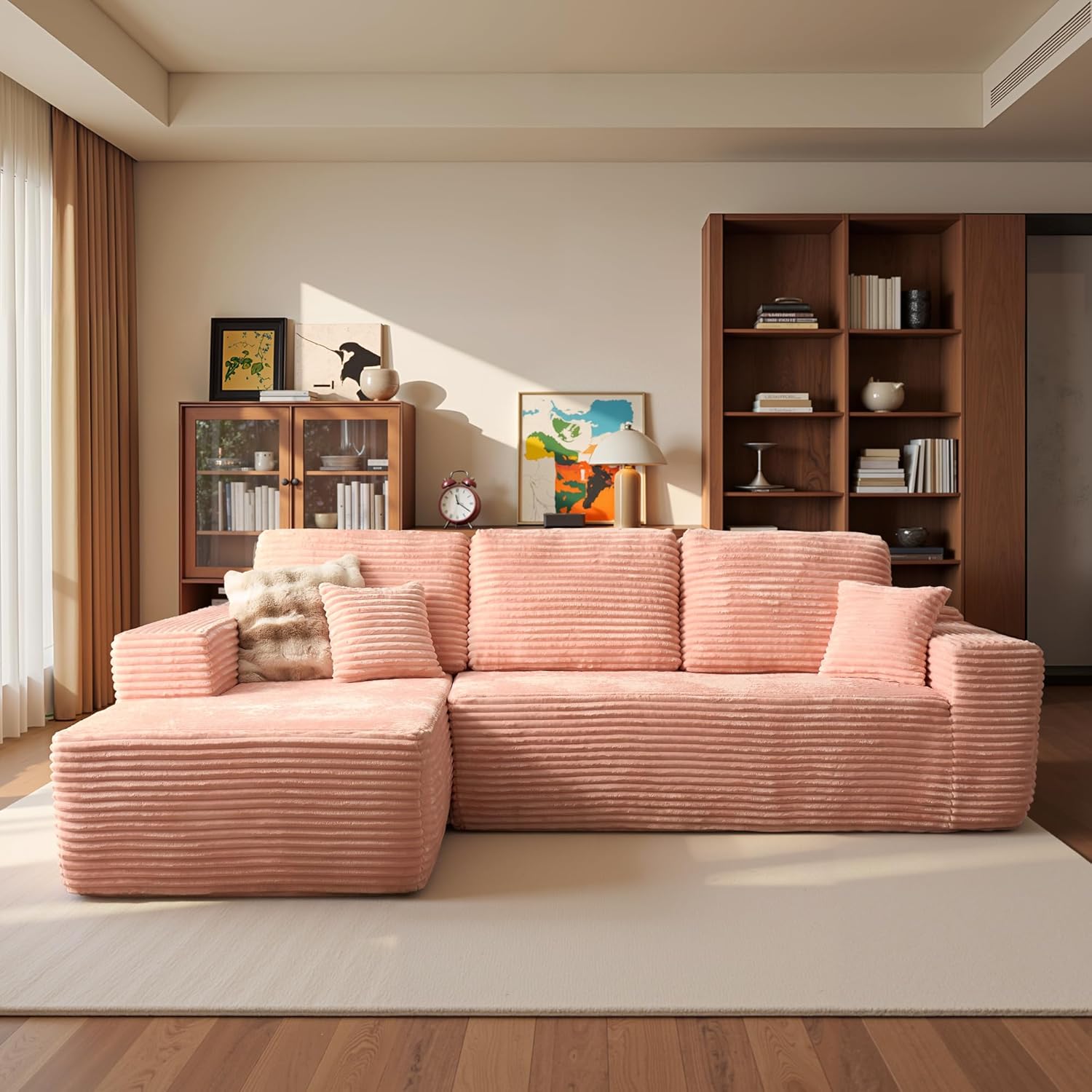 Ovios 104" Cloud Section Sofa L-shaped lounge chair, modern modular sofa wourant