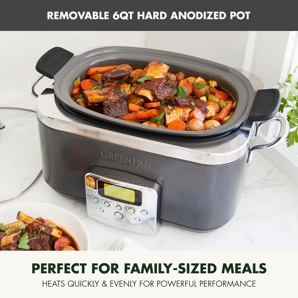 8-in-1 Programmable 6QT Electric Slow Cooker with Dishwasher-Safe Lid and Removable Base wourant