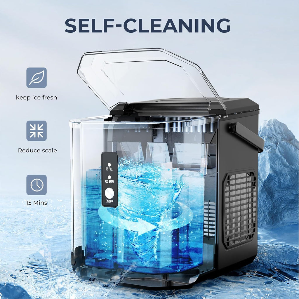 EUHOMY Nugget Ice Maker Countertop, Ready in 8 Mins, 35lbs/24H, Self-Cleaning, Portable Ice Makers Machine with Ice Scoop & Basket, Sonic Ice Maker with Chewable Pellet Ice for Home/Party/RV/Camping wourant