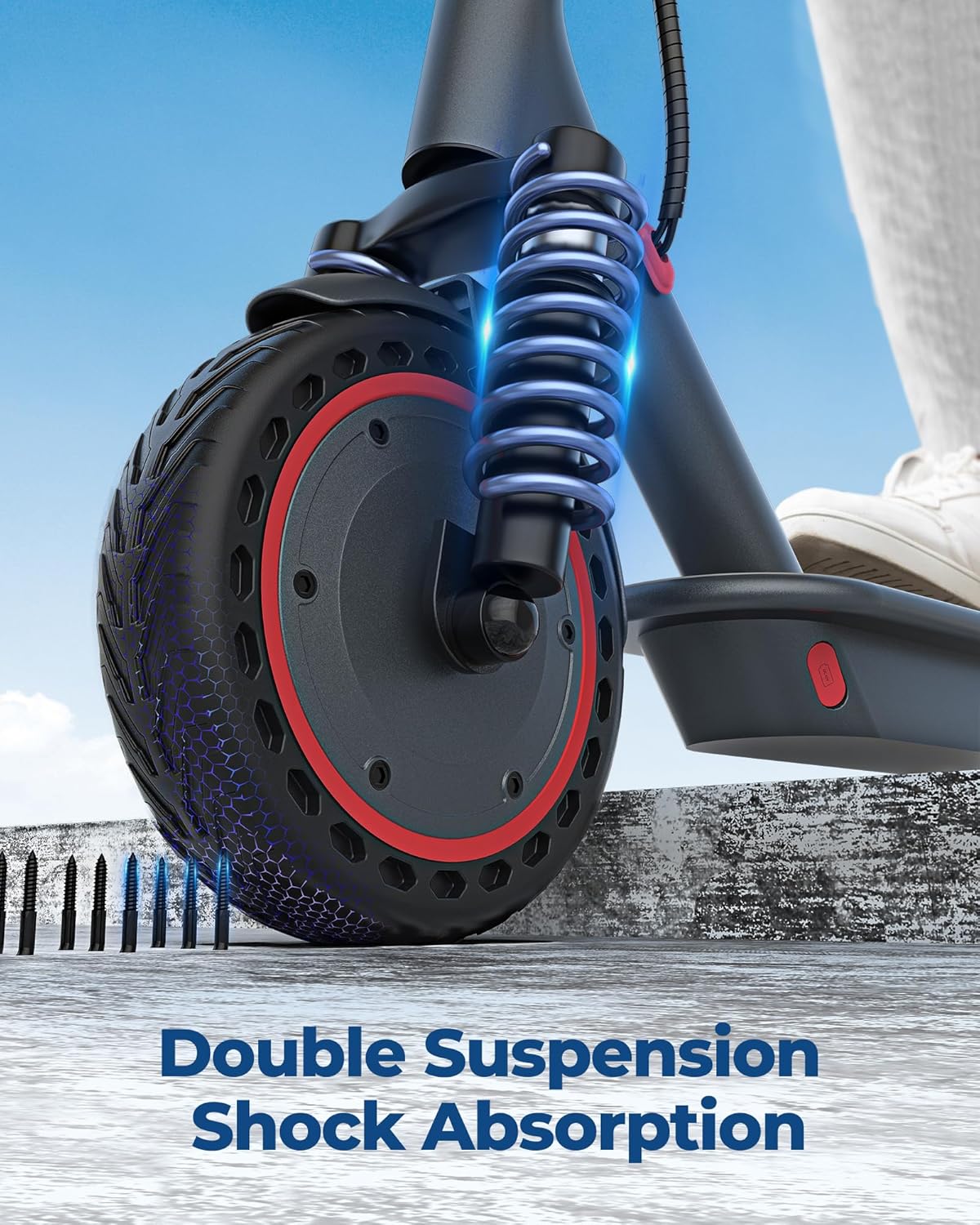 Electric Scooter, 350W/500W Powerful Motor, 8.5"/10" Solid Tires, 19/22Mph, 28/21/12 Miles Range,Dual Braking wourant