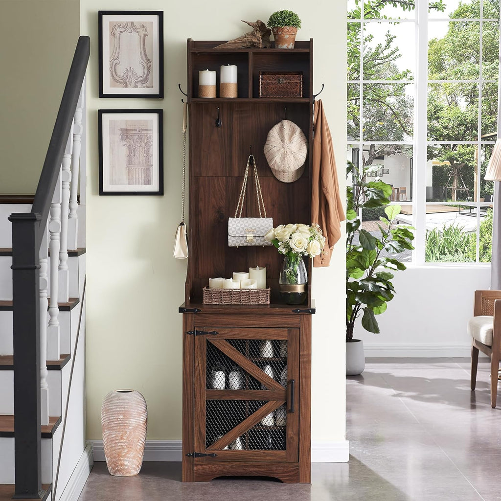 JXQTLINGMU 59-inch Farmhouse Foyer Tree with Shoe Storage, Entryway Bench Foyer Coat Rack Cabinet wourant