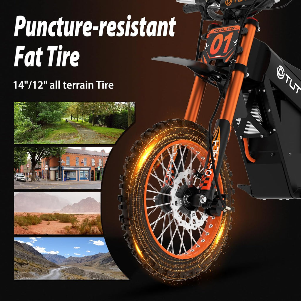 Tuttio Electric Dirt Bike Teens Adults Electric Bike 48V 21AH Removable Battery wourant