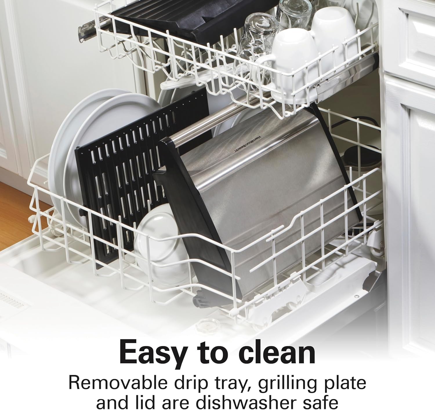 Indoor electric grill with viewing window, adjustable to 450°F, serves 6 people wourant